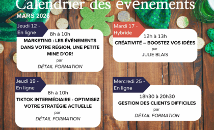 CALENDRIER DU MOIS DE MARS 🍀