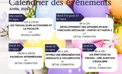 CALENDRIER DU MOIS D’AVRIL 🐰